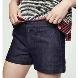 Ann Taylor Signature Dark Chambray Chino Shorts sz 14 flat-front